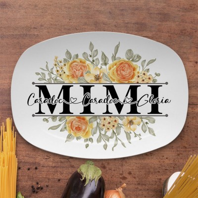 Personalized Platter With Kids Family Name For Grandma Mother's Day Christmas Day