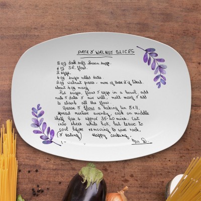 Personalized Handwritten Family Recipe Platter For Mom Grandma